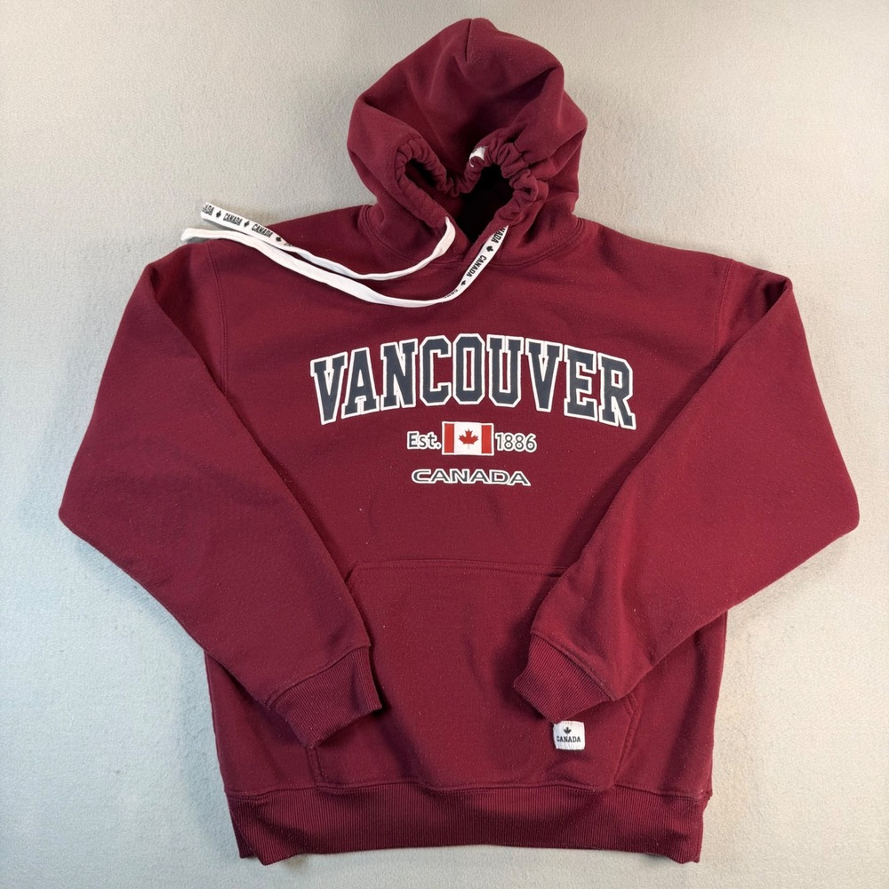 VTG Teepee Vancouver Canada Hoodie Maroon Burgundy Pullover Sweatshirt  Medium